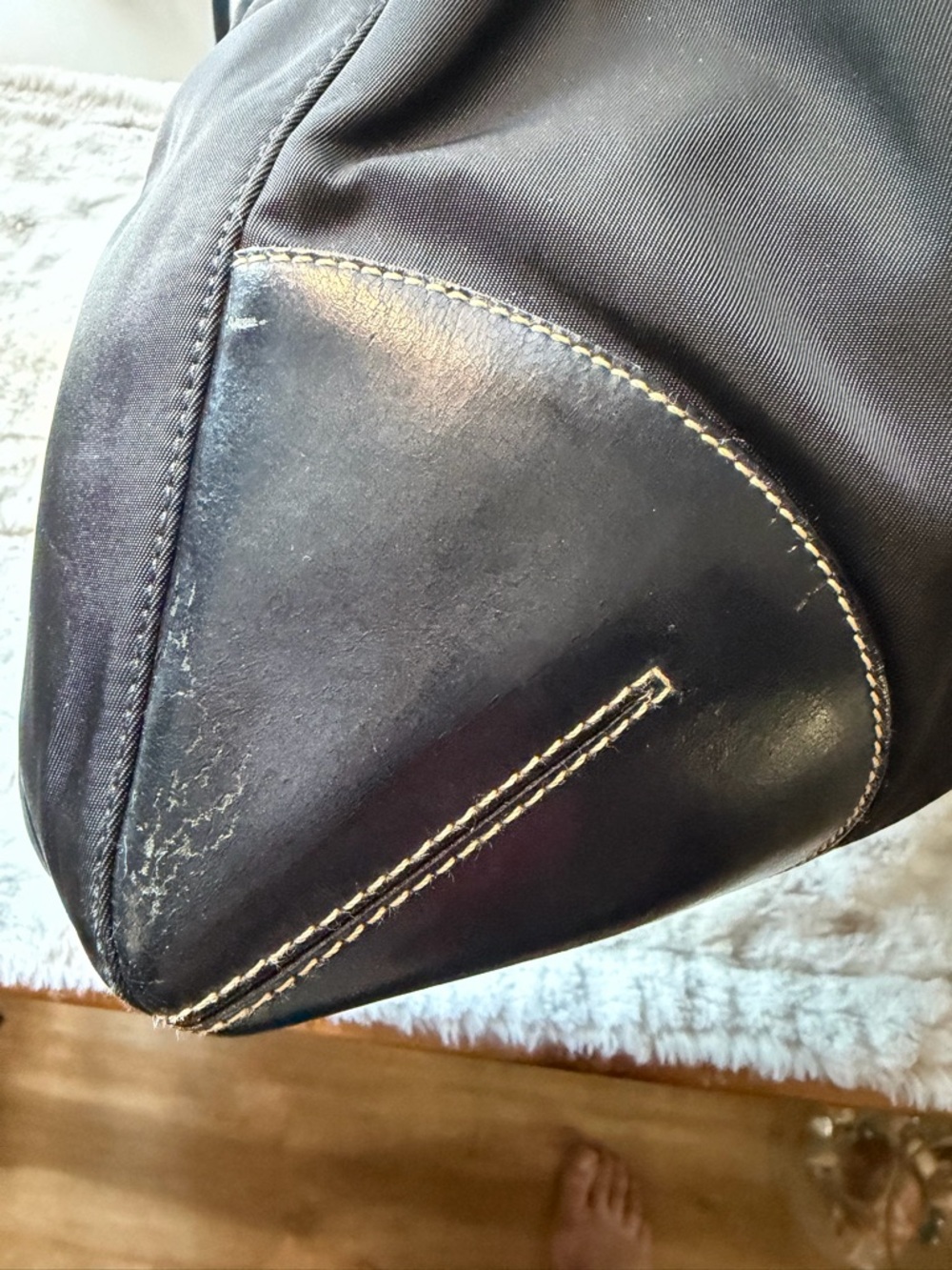 Prada Black Nylon Tote with Leather Trim - Picture 7 of 15